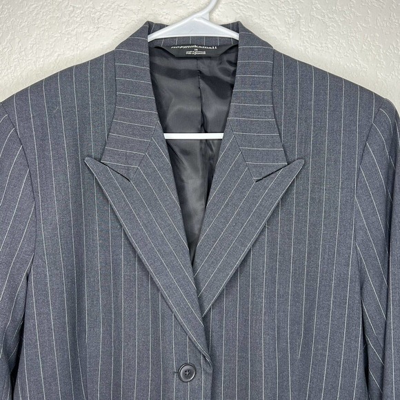 Norma Kamali Women's Gray Polyester Single Breasted Long Sleeve Blazer Size 16 - Picture 3 of 7
